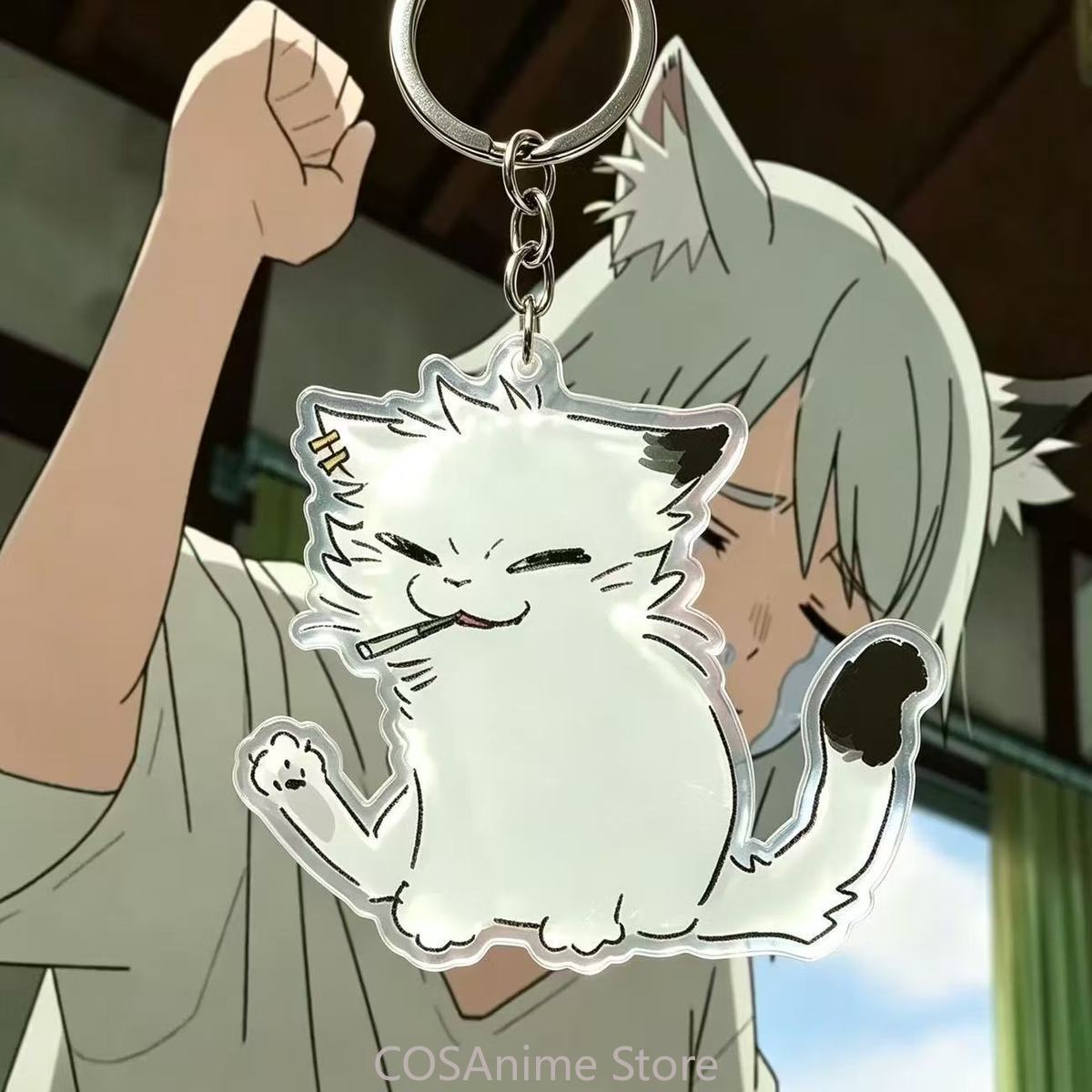 Anime Cosplay Cat - Yani Neko Chainsmoker Cat Keychain Manga