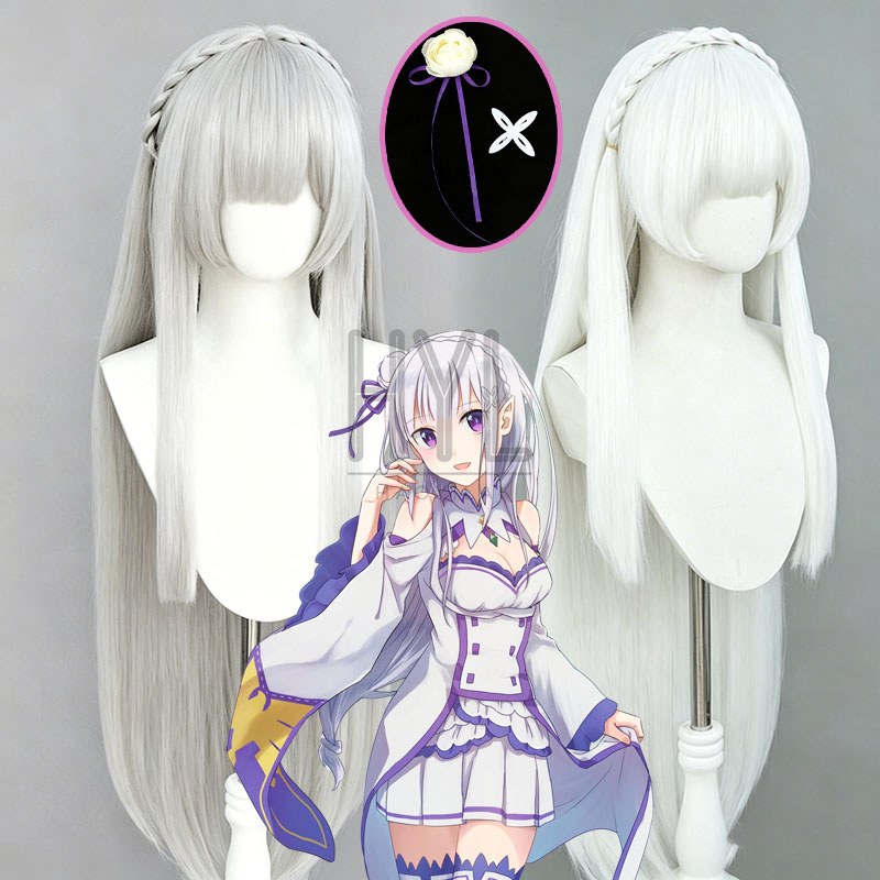 Cosplay Anime White Hair - Anime Re:Zero Emilia Cosplay Wig Silver