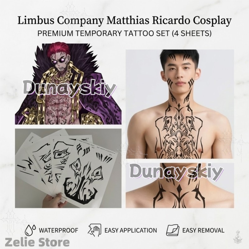 Limbus Company Tattoo Stickers - огляд і ціна Anime Cosplay Face