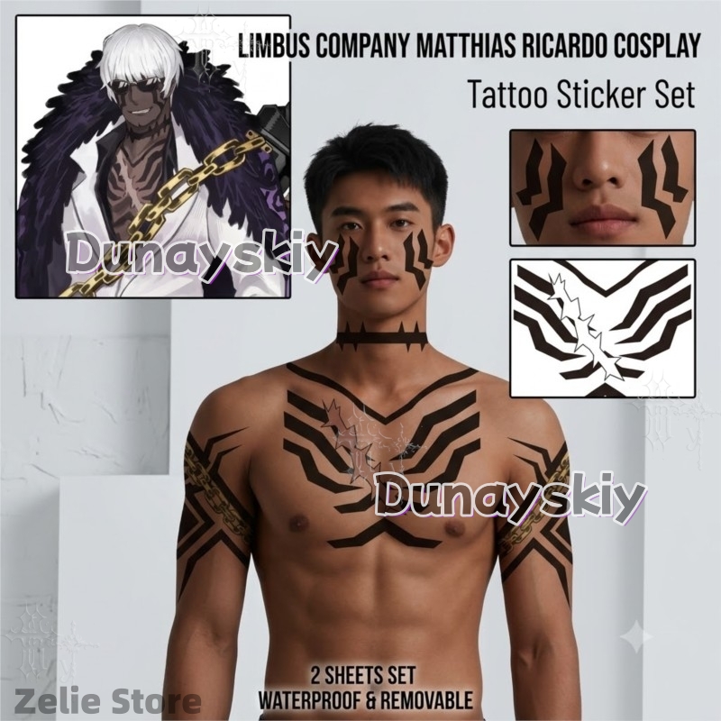 Limbus Company Tattoo Stickers - огляд і ціна Anime Cosplay Face