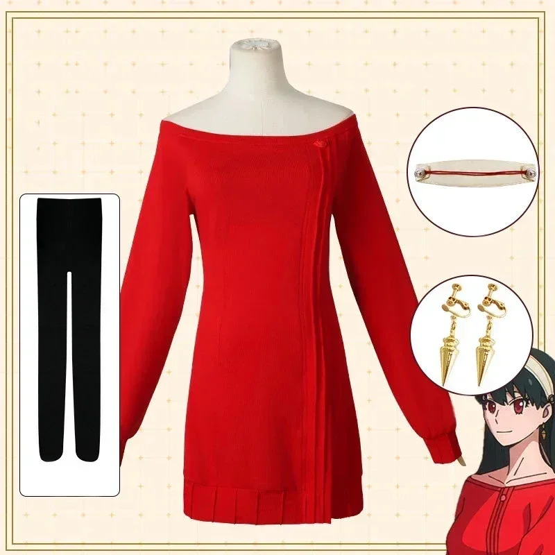 Yor Forger Cosplay Long Red Kn - огляд і ціна Anime Cosplay Yor